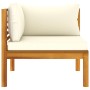 Corner sofas, 2 units, cream white cushions, acacia wood. by vidaXL, Modular outdoor sofas - Ref: Foro24-316279, Price: 323,7...