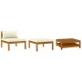 Gartenmöbel 3 Stück Kissen weiß cremefarbenes Akazienholz von vidaXL, Modulare Sofas für den Außenbereich - Ref: Foro24-31628...