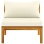 Muebles de jardín 3 pzas cojines blanco crema madera de acacia de vidaXL, Sofás modulares de exterior - Ref: Foro24-316281, P...