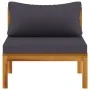 2-teilige Sofagarnitur mit dunkelgrauen Akazienholzkissen von vidaXL, Modulare Sofas für den Außenbereich - Ref: Foro24-31628...
