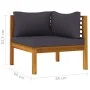 2-teilige Sofagarnitur mit dunkelgrauen Akazienholzkissen von vidaXL, Modulare Sofas für den Außenbereich - Ref: Foro24-31628...