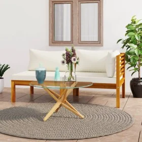 2-piece sofa set with white cream acacia wood cushions by vidaXL, Modular outdoor sofas - Ref: Foro24-316283, Price: 316,89 €...