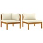 2-piece sofa set with white cream acacia wood cushions by vidaXL, Modular outdoor sofas - Ref: Foro24-316283, Price: 284,16 €...