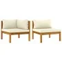 2-piece sofa set with white cream acacia wood cushions by vidaXL, Modular outdoor sofas - Ref: Foro24-316283, Price: 316,89 €...