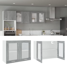Vitrina colgante "Lyon" gris Sonoma 80x31x60 cm madera de