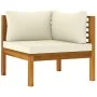 2-piece sofa set with white cream acacia wood cushions by vidaXL, Modular outdoor sofas - Ref: Foro24-316283, Price: 316,89 €...