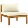 2-teilige Sofagarnitur mit weiß-cremefarbenen Akazienholzkissen von vidaXL, Modulare Sofas für den Außenbereich - Ref: Foro24...