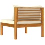 2-teilige Sofagarnitur mit weiß-cremefarbenen Akazienholzkissen von vidaXL, Modulare Sofas für den Außenbereich - Ref: Foro24...