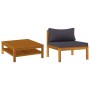 2-piece garden sofa set with dark gray acacia wood cushions by vidaXL, Modular outdoor sofas - Ref: Foro24-316284, Price: 167...