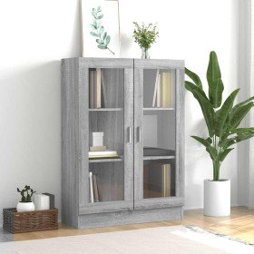 Vitrina madera contrachapada gris Sonoma 82,5x30,5x115 cm