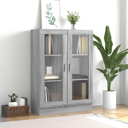 Vitrina madera contrachapada gris Sonoma 82,5x30,5x115 cm
