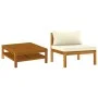 2-piece sofa set with cream white cushions and acacia wood. by vidaXL, Modular outdoor sofas - Ref: Foro24-316285, Price: 189...