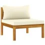 2-piece sofa set with cream white cushions and acacia wood. by vidaXL, Modular outdoor sofas - Ref: Foro24-316285, Price: 189...