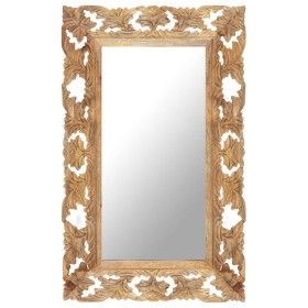 Brown hand carved mirror 80x50 cm solid mango wood by vidaXL, Mirrors - Ref: Foro24-321639, Price: 102,64 €, Discount: %