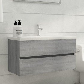 Mueble de lavabo madera de ingeniería gris Sonoma 90x38,5x45cm Mueble de lavabo madera de ingeniería gris Sonoma 90x38,5x45cm
