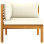 Corner sectional sofa with cream white cushion and acacia wood. by vidaXL, Modular outdoor sofas - Ref: Foro24-316287, Price:...