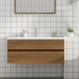 Mueble de lavabo madera ingeniería roble marrón 100x38,5x45 cm
