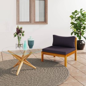 Center Sectional Sofa with Dark Gray Acacia Wood Cushions by vidaXL, Modular outdoor sofas - Ref: Foro24-316288, Price: 132,0...