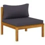 Mittelsofa mit dunkelgrauen Akazienholzkissen von vidaXL, Modulare Sofas für den Außenbereich - Ref: Foro24-316288, Preis: 12...