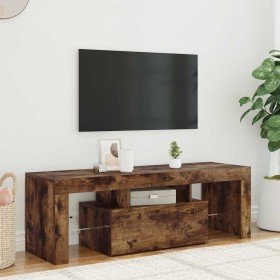 Mueble de TV con luces LED roble ahumado 120x35x40 cm