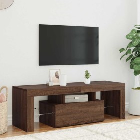 Mueble de TV con luces LED marrón roble 120x35x40 cm