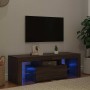 Mueble de TV con luces LED marrón roble 120x35x40 cm
