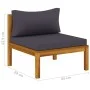 Mittelsofa mit dunkelgrauen Akazienholzkissen von vidaXL, Modulare Sofas für den Außenbereich - Ref: Foro24-316288, Preis: 12...