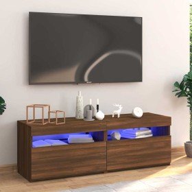 Mueble de TV con luces LED marrón roble 120x35x40 cm en Muebles TV | Comprar online en Foro24