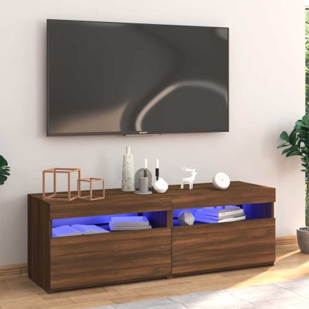 Mueble de TV con luces LED marrón roble 120x35x40 cm en Muebles TV | Comprar online en Foro24