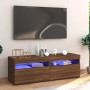 Mueble de TV con luces LED marrón roble 120x35x40 cm en Muebles TV | Comprar online en Foro24