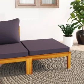 Footstool with dark gray cushion solid acacia wood by vidaXL, Modular outdoor sofas - Ref: Foro24-316290, Price: 88,23 €, Dis...