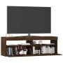 Mueble de TV con luces LED marrón roble 120x35x40 cm en Muebles TV | Comprar online en Foro24