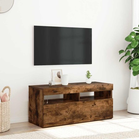 Mueble de TV con luces LED roble ahumado 90x35x40 cm en Muebles TV | Comprar online en Foro24