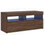 Mueble de TV con luces LED roble marrón 90x35x40 cm
