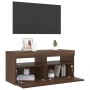 Mueble de TV con luces LED roble marrón 90x35x40 cm