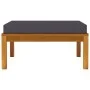 Fußhocker mit dunkelgrauem Kissen aus massivem Akazienholz von vidaXL, Modulare Sofas für den Außenbereich - Ref: Foro24-3162...