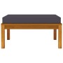 Fußhocker mit dunkelgrauem Kissen aus massivem Akazienholz von vidaXL, Modulare Sofas für den Außenbereich - Ref: Foro24-3162...