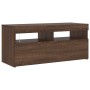 Mueble de TV con luces LED roble marrón 90x35x40 cm