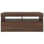 Mueble de TV con luces LED roble marrón 90x35x40 cm
