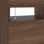 Mueble de TV con luces LED roble marrón 90x35x40 cm