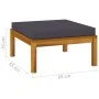 Footstool with dark gray cushion solid acacia wood by vidaXL, Modular outdoor sofas - Ref: Foro24-316290, Price: 88,23 €, Dis...