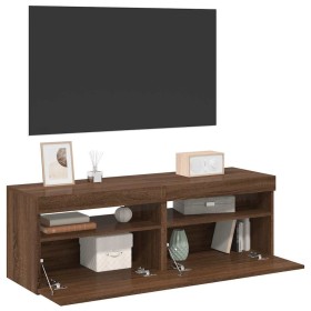 Muebles de TV con luces LED 2 uds marrón roble 60x35x40 cm