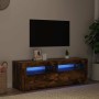 Mueble de TV con luces LED roble ahumado 120x35x40 cm