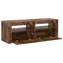 Mueble de TV con luces LED roble ahumado 120x35x40 cm