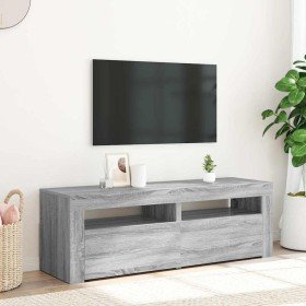 Mueble de TV con luces LED gris Sonoma 120x35x40 cm
