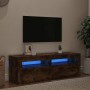 Mueble de TV con luces LED color roble ahumado 120x35x40 cm en Muebles TV | Comprar online en Foro24