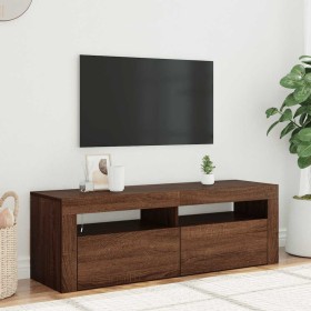 Mueble de TV con luces LED marrón roble 120x35x40 cm