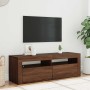 Mueble de TV con luces LED marrón roble 120x35x40 cm