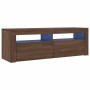 Mueble de TV con luces LED marrón roble 120x35x40 cm