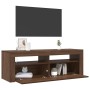 Mueble de TV con luces LED marrón roble 120x35x40 cm